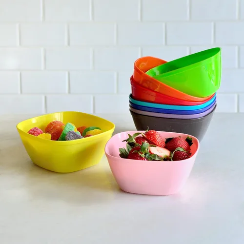 Miniatura 3 de Youngever Paquete de 9 cuencos de plástico de 12 onzas para aperitivos y niños, juego de 9 colores arcoíris