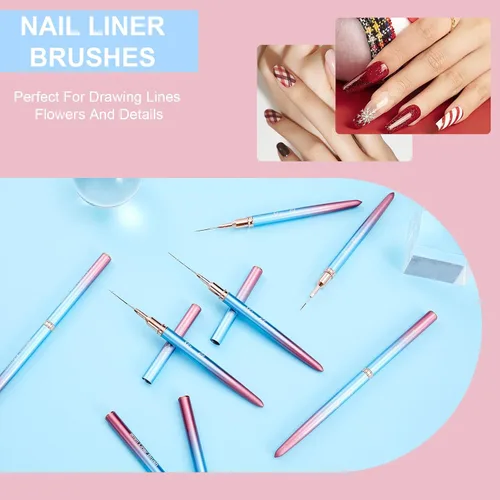Miniatura 2 de Shince Chance - Juego de pinceles para arte de uñas, 6 pinceles de diseño de uñas para esmalte de gel, dibujo fino, pequeños detalles, pintura