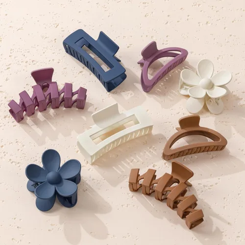 Miniatura 18 de Sunolga 8 pinzas para cabello para mujer, pinzas de garra con forma de flor para cabello grueso, accesorios para cabello antideslizantes
