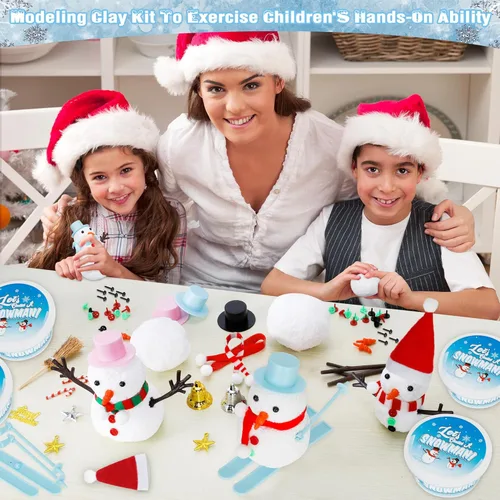 Miniatura 4 de EOBOH Paquete de 24 Kits para Construir un Muñeco de Nieve, Manualidades DIY de Muñeco de Nieve de Navidad para Niños al Por Mayor, Kit de Muñeco