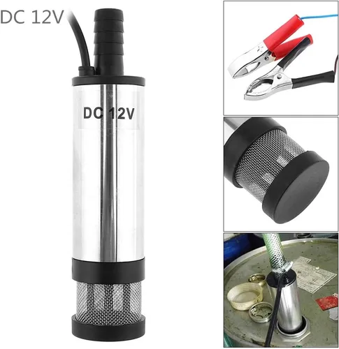 Miniatura 3 de Bomba sumergible eléctrica de diesel, 12V 3.8cm plateada portátil de aleación de aluminio bomba eléctrica sumergible para coche, bomba de barril