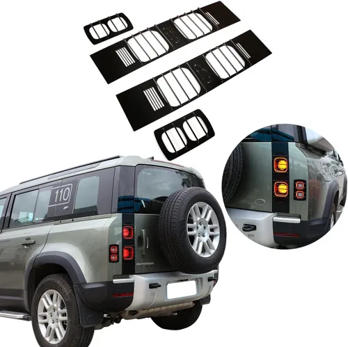 YIWANG Cubierta de protección de luz trasera de coche ABS negra para Land Rover Defender 90 110 2020-2022 (luz de freno de metal + lámpara de marcha