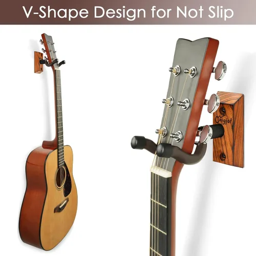 Miniatura 3 de SNIGJAT Percha para guitarra, paquete de 2 soportes de pared para guitarra acústica, bajo, banjo, mandolina, accesorios para instrumentos musicales