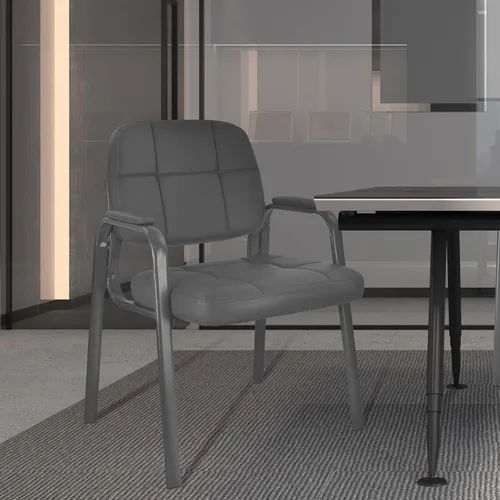 Miniatura 6 de CLATINA Silla de recepción clásica con reposabrazos acolchados y marco de acero resistente, silla ergonómica para invitados para oficina, Gris