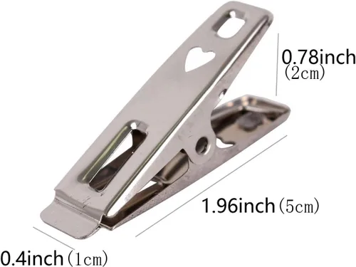 Miniatura 2 de Paquete de 40 alfileres de ropa de acero inoxidable resistentes, pinzas de ropa con revestimiento de goma antideslizante, pinzas de metal