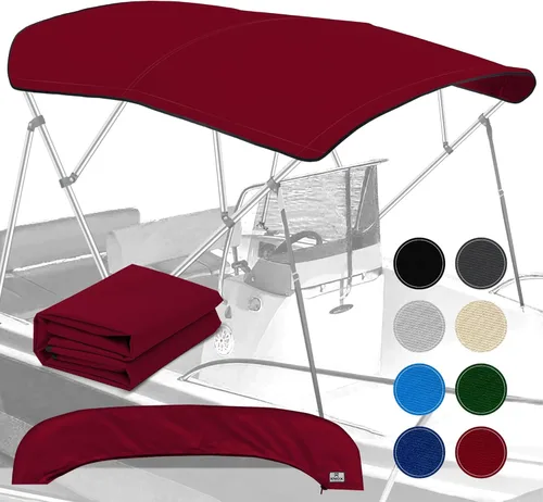 Miniatura 11 de Lona universal de repuesto Bimini de 4 arcos, lona superior Bimini solo con funda de almacenamiento con cremallera, grado marino 900D, impermeable