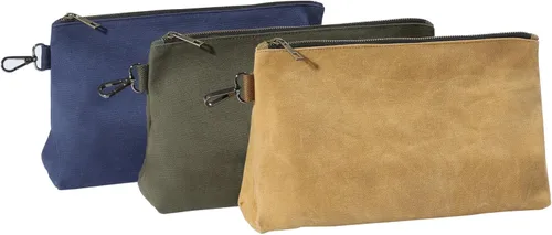 Bolsa de herramientas de lona encerada, bolsa de herramientas resistente con cremallera suave y bolsa multiusos con mosquetón Caqui/Azul/Verde