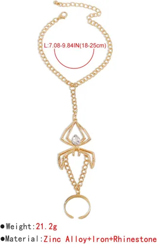 Miniatura 6 de Pulsera de anillo de cadena de mano Boho serpiente anillo de dedo pulsera arnés de mano esclavo cadena pulseras vintage indio accesorios de joyería