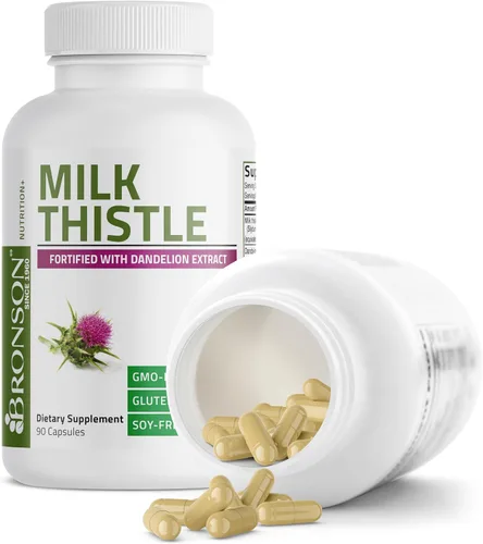 Miniatura 6 de Bronson Cardo Mariano Silimarina Marianum y Extracto de Diente de León Apoyo para la Salud del Hígado, Soporte Antioxidante, Desintoxicación, 90