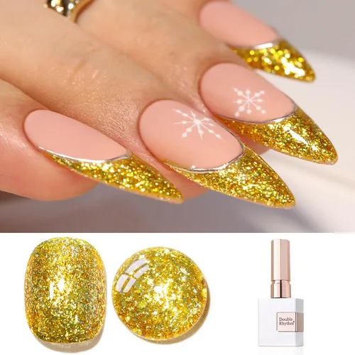 Miniatura 36 de Double Rhythm Esmalte de gel con purpurina de nieve de 0.5 fl oz, color holográfico reflectante para arte de uñas, salón de manicura y bricolaje
