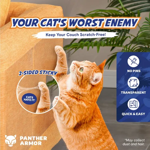 Miniatura 2 de Paquete de 8 láminas de cinta protectora de muebles contra arañazos de gatos – Adhesivo de doble cara para entrenamiento (4 XL, 4 grandes)