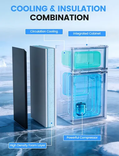 Miniatura 5 de COWSAR - Mini refrigerador compacto de 2.5 pies cúbicos con congelador, puerta doble reversible con 2 estantes extraíbles, refrigerador de bebidas