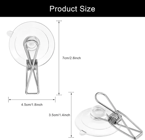 Miniatura 2 de Patelai 16 clips de ventosa de plástico redondo para ventosas con clips resistentes para colgar accesorios de ducha en casa oficina