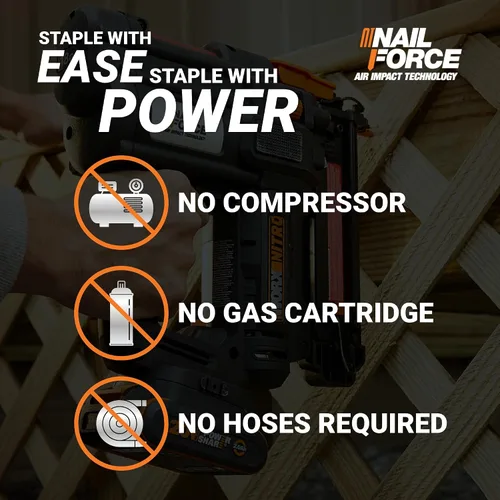 Miniatura 3 de Worx Nitro - Grapadora inalámbrica de corona estrecha de calibre 18 de 20 V, pistola de grapas inalámbrica que dispara hasta 80 grapas/minuto