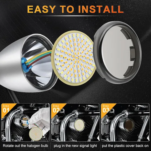 Miniatura 6 de LivTee Señales de giro delanteras extremadamente brillantes y panel de luces LED Switchback de funcionamiento con base 1157 compatible con Harley
