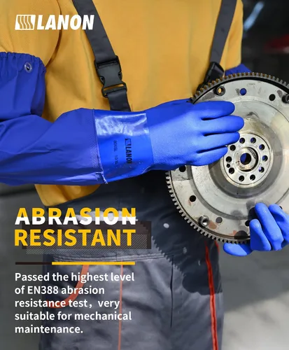 Miniatura 3 de LANON Guantes de PVC resistentes a productos químicos de 26 pulgadas, longitud del codo, guantes de goma largos de alta resistencia, protección