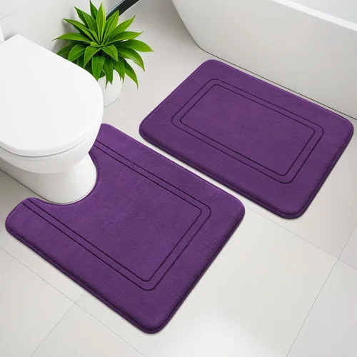 Miniatura 25 de YIHOUSE Juego de alfombras de baño de espuma viscoelástica, juego de 2 piezas, tapetes de baño antideslizantes para baño, juego de alfombras de baño