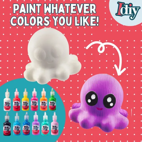 Miniatura 3 de Idiy Kit de manualidades Jumbo Squishy Toys (paquete de 8 animales marinos) – Pinta tus propios Squishies de levantamiento lento DIY Ocean Art Set