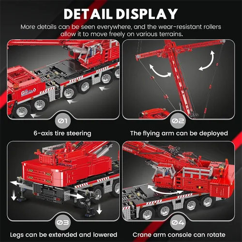 Miniatura 3 de Mould King 17065 GMK Kit de construcción de grúa móvil, más de 4566 piezas, modelo de camión de ingeniería de control remoto con motores, juguete