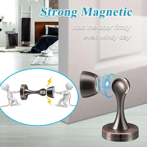 Miniatura 3 de Topes magnéticos para puerta, tope de puerta para montaje en pared, bronce aceitado resistente, acero inoxidable, topes de puerta para parte Bronce