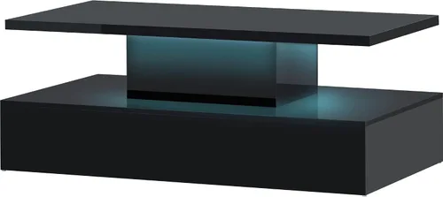 Miniatura 7 de Quarte Mesa de centro de estilo moderno de 2 niveles con iluminación LED de 16 colores, mesa de cóctel con control remoto y gran lugar