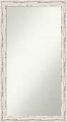 Miniatura 346 de Amanti Art Espejo de baño blanco para sobre el fregadero, 30 x 35 pulgadas, espejo de tocador rectangular estrecho de Eva de oro blanco, marco