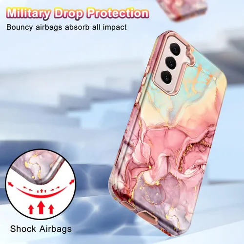 Miniatura 4 de Btscase Funda para Samsung Galaxy S22 5G de 6.1 pulgadas, Patrón de Mármol 3 en 1 Resistente de Servicio Pesado Cuerpo Completo Robusto PC Duro +