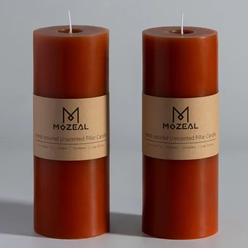 Miniatura 140 de MOZEAL Velas grandes sin perfume vertidas a mano de 3 x 8 pulgadas, sin humo, juego de 2, combustión lenta, sin goteo, aproximadamente 150 horas