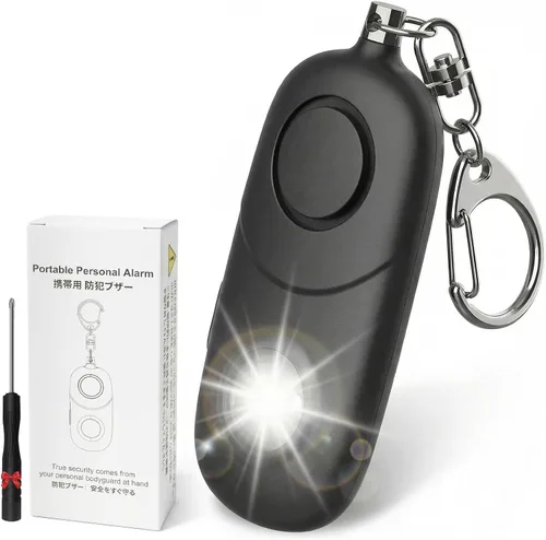 Alarma personal para mujeres, llavero de alarma: Qoosea 135dB llavero de emergencia sirena con luz estroboscópica sirena fuerte para mujeres, niños,