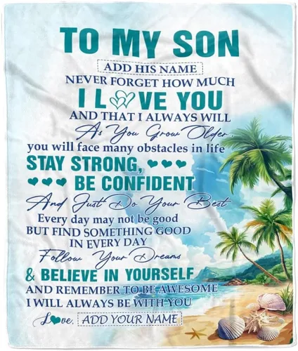 Miniatura 7 de Manta Personalizada "To My Son" de Mamá y Papá Regalos para Hijo que Va a la Universidad Cumpleaños Graduación Navidad Regalo Personalizado Manta