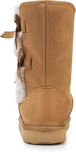 Miniatura 3 de KRABOR Womens Suede Snow Boots Mid-Calf Winter Shoes with Side Bows