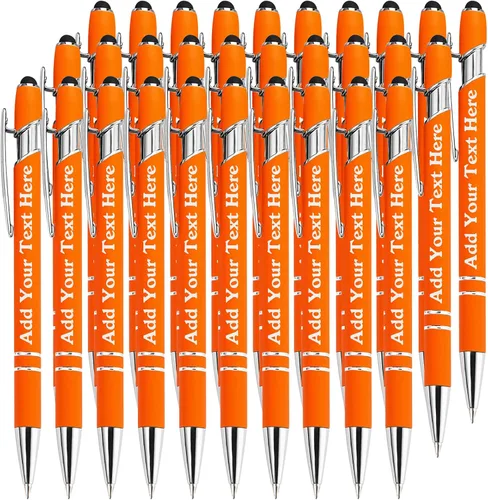 Miniatura 87 de Bolígrafos personalizados a granel grabados personalizados con punta de lápiz capacitivo, bolígrafos personalizados de tinta negra, regalos