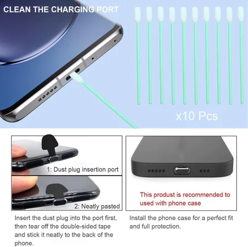 Miniatura 4 de Tapones antipérdida de polvo tipo USB C, cubiertas de silicona para puerto USB tipo C, con adhesivo desmontable para teléfono móvil, compatibles
