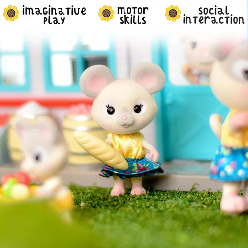 Miniatura 3 de Honey Bee Acres La Familia Cheddars de Ratón, 4 Figuras de Muñecas en Miniatura, Pequeña