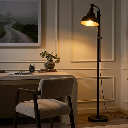 Miniatura 8 de Brightech Dylan - Lámpara de pie industrial para salas de estar y oficinas, luz LED brillante, encantadora lámpara de pie de granja, lectura