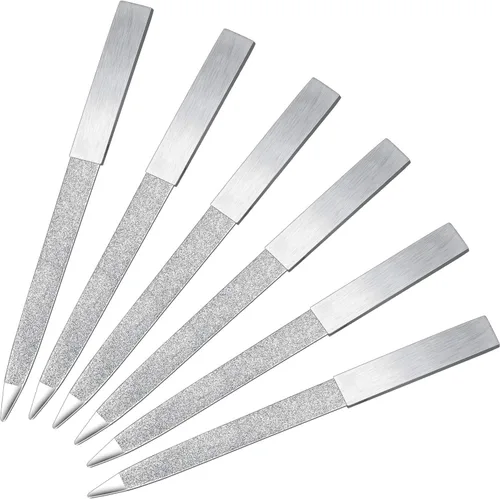 Mudder 6 limas de uñas de diamante de acero inoxidable de doble cara, lima de metal para mujeres y hombres, uñas de los pies, manicura para salón y