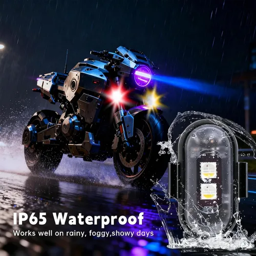 Miniatura 6 de Paquete de 6 luces LED inalámbricas estroboscópicas remotas 8 colores, anticolisión y resistente al agua Flash de emergencia para automóvil