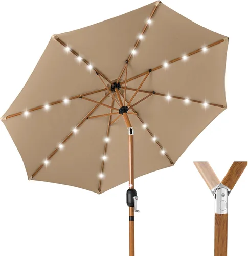 Miniatura 31 de Best Choice Products Solar Polyester LED Lighted Patio Umbrella w/Tilt Adjustment and UV-Resistant Fabric Gris niebla