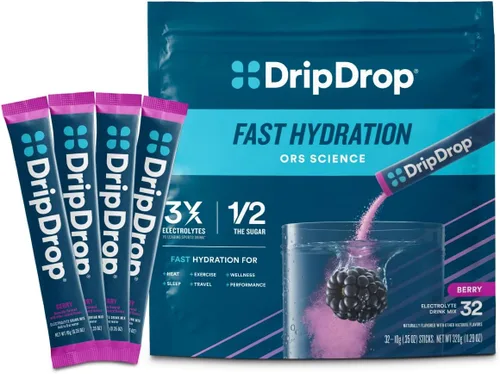 DripDrop ORS - Polvo de electrolitos patentado para alivio rápido de la deshidratación, para entrenamiento, sudoración, enfermedad y recuperación