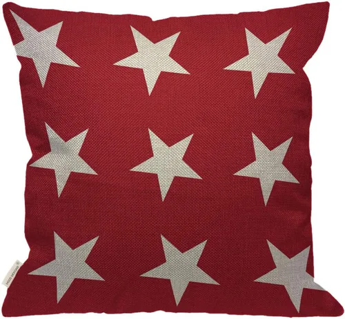 HGOD DESIGNS Funda de almohada de estrella blanca, diseño abstracto de estrellas de Estados Unidos sobre fondo rojo, fundas de almohada decorativas