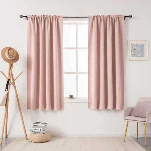 Miniatura 29 de DUALIFE Cortinas opacas de 45 pulgadas de largo, 2 paneles para ventanas pequeñas de dormitorio, aislamiento térmico, bolsillo para barra, cortinas