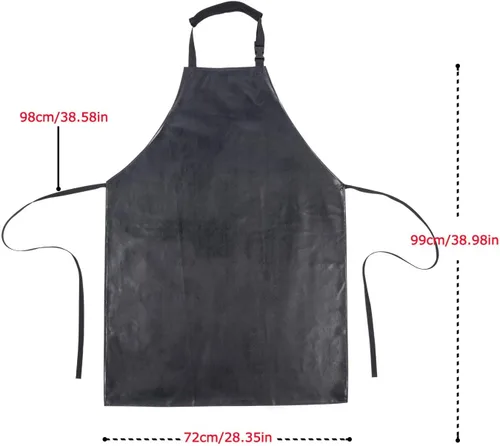 Miniatura 6 de Homsolver Heavy Duty Vinyl Waterproof Apron for Unisex Adult, Ultra Lightweight, Chemical Resistant Industrial Work Apron Negro