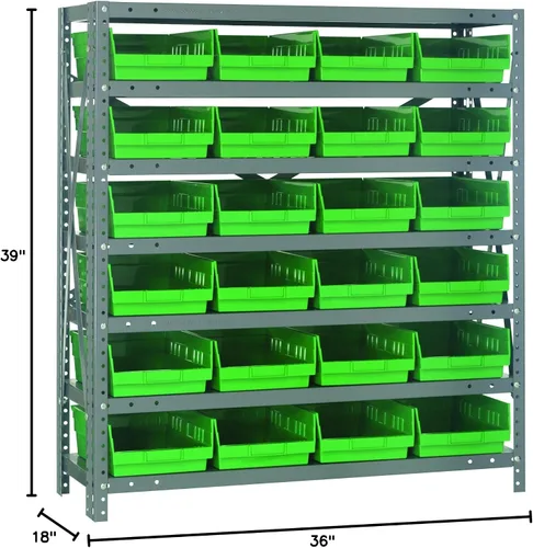 Miniatura 535 de Quantum QSBU-245BK Heavy Duty Shelving Unit with (7) Shelves and (24) QUS245 Black Bins for Garage Warehouse Storage Distribution 400 lb Load