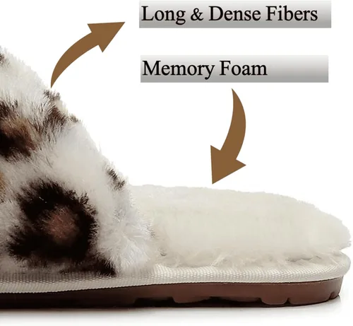 Miniatura 4 de Crazy Lady Women's Fuzzy Fluffy House Slippers Cute Plush Memory Foam Shoes Cross Band Indoor Outdoor Open Toe Sandals