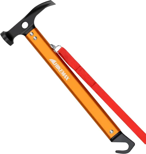 Miniatura 7 de Martillo ligero para acampar al aire libre, martillo de aluminio para tienda de campaña con removedor de estacas de tienda, 13 onzas Rojo