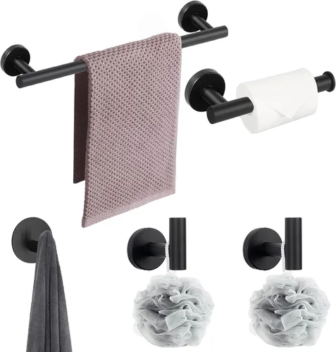 Miniatura 5 de NearMoon Juego de accesorios de baño SUS 304 de acero inoxidable grueso, incluye toallero de 16 pulgadas, soporte para papel higiénico, ganchos