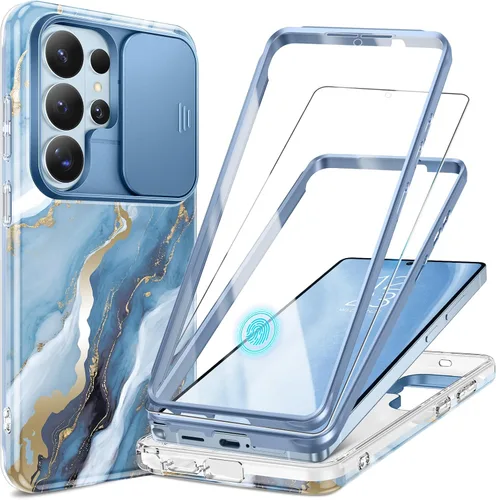 Miniatura 18 de GVIEWIN para Samsung Galaxy S23 Ultra Funda con cubierta deslizante para cámara, [Protector de pantalla incorporado] [2 Marcos frontales] Funda