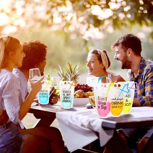 Miniatura 7 de 40 bolsas de bebidas con pajitas, bolsas de plástico para bebidas con cremallera, bolsas de jugo transparentes para fiestas, reutilizables, bolsas