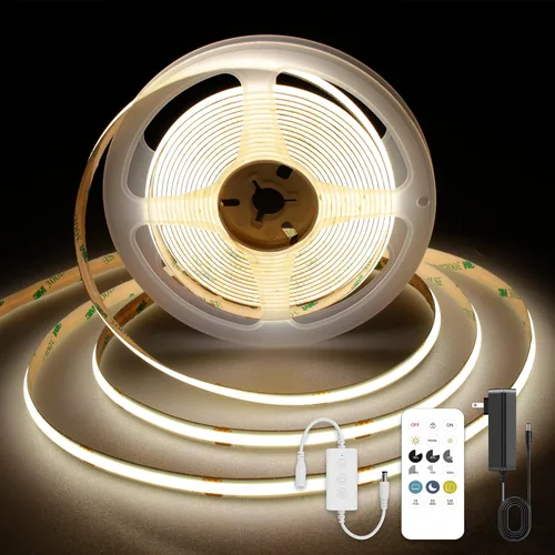 Miniatura 21 de Tira LED COB, tira de luz LED COB blanca cálida de 16.4 pies, tira de luz LED regulable de 2700 K, CRI92+, 0.315 in de ancho, cinta LED flexible