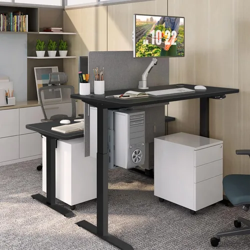 Miniatura 9 de COSTWAY Mesa universal de 48 x 24 pulgadas, escritorio de madera maciza de una sola pieza para marco de escritorio estándar y ajustable en altura